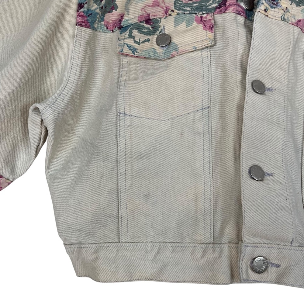 Vintage Action West Floral Denim Jacket Medium – Cropped Western Shirt Jacket - Picture 2 of 8